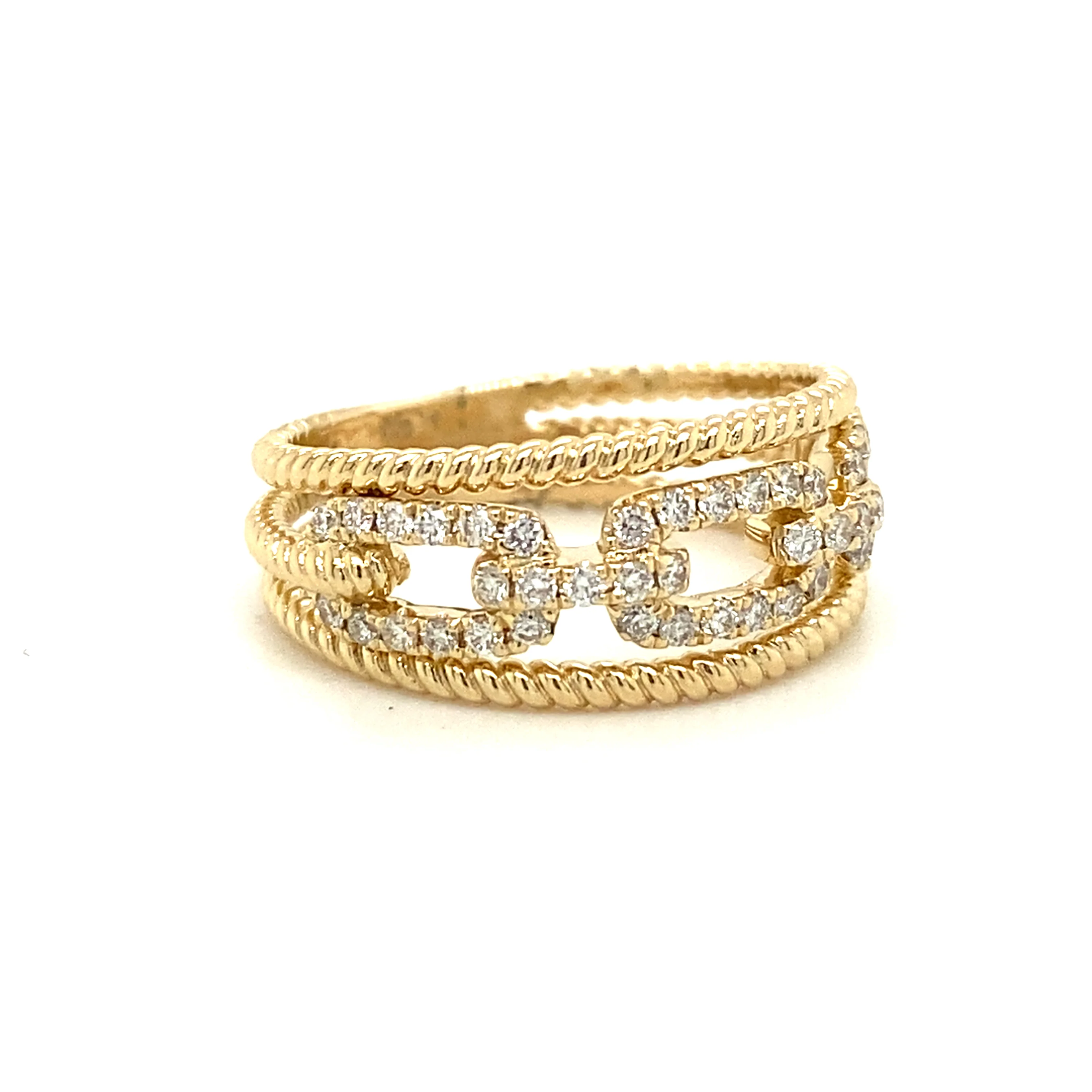 Ladies Yellow Gold Stacked Look Fashion Ring - Image 3