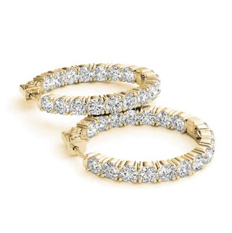 Ladies Yellow Gold Two Carat Hoop Earrings - Image 2