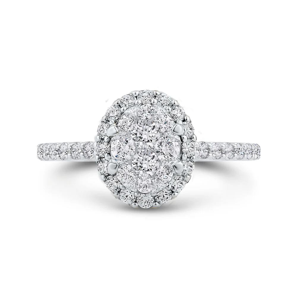 Luminous White Gold Oval Halo Engagement Ring