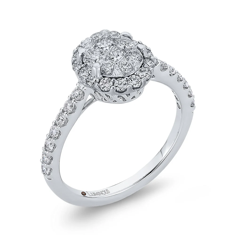 Luminous White Gold Oval Halo Engagement Ring - Image 2