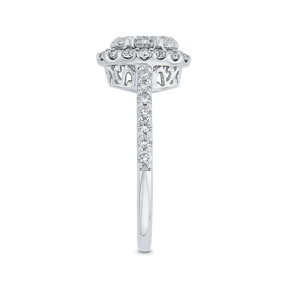 Luminous White Gold Oval Halo Engagement Ring - Image 3