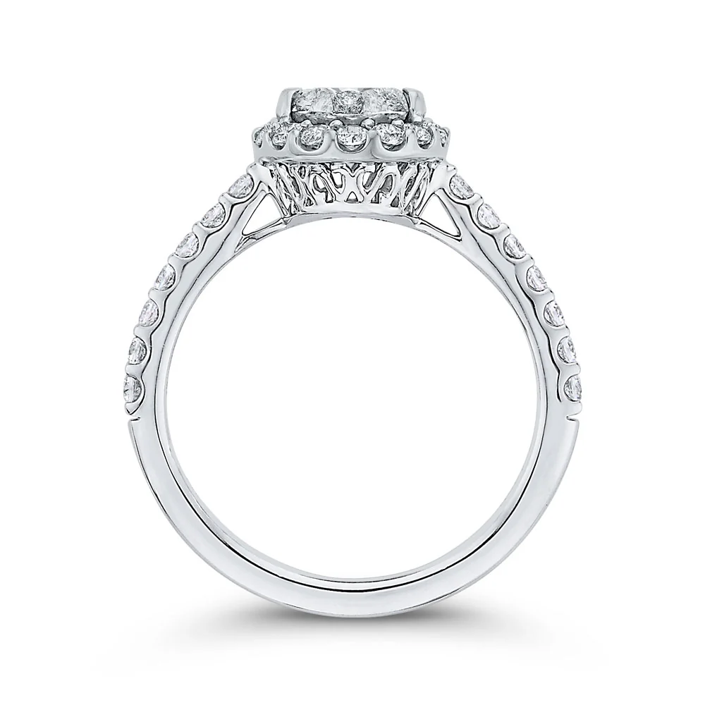 Luminous White Gold Oval Halo Engagement Ring - Image 4