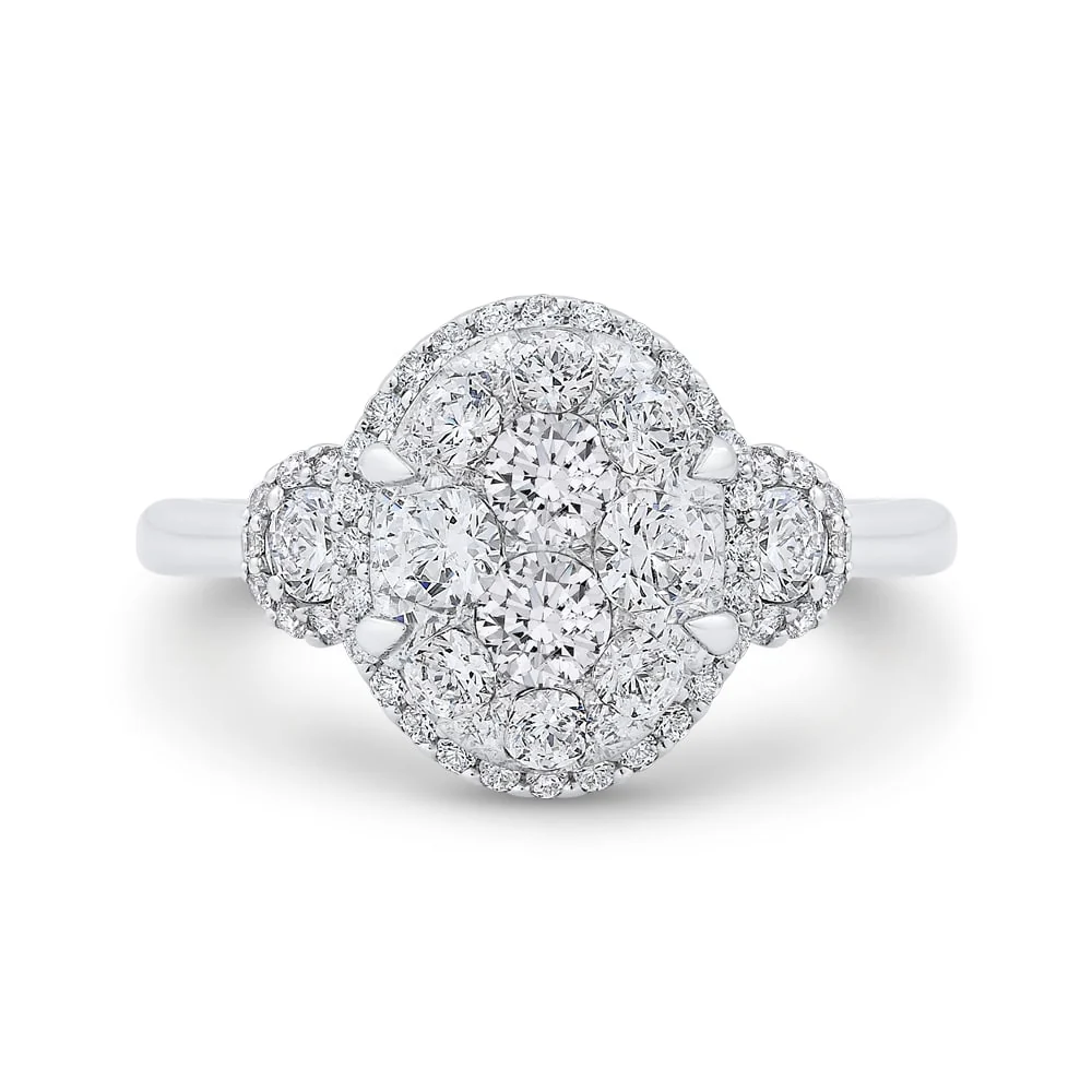 Luminous White Gold Oval Halo Engagement Ring