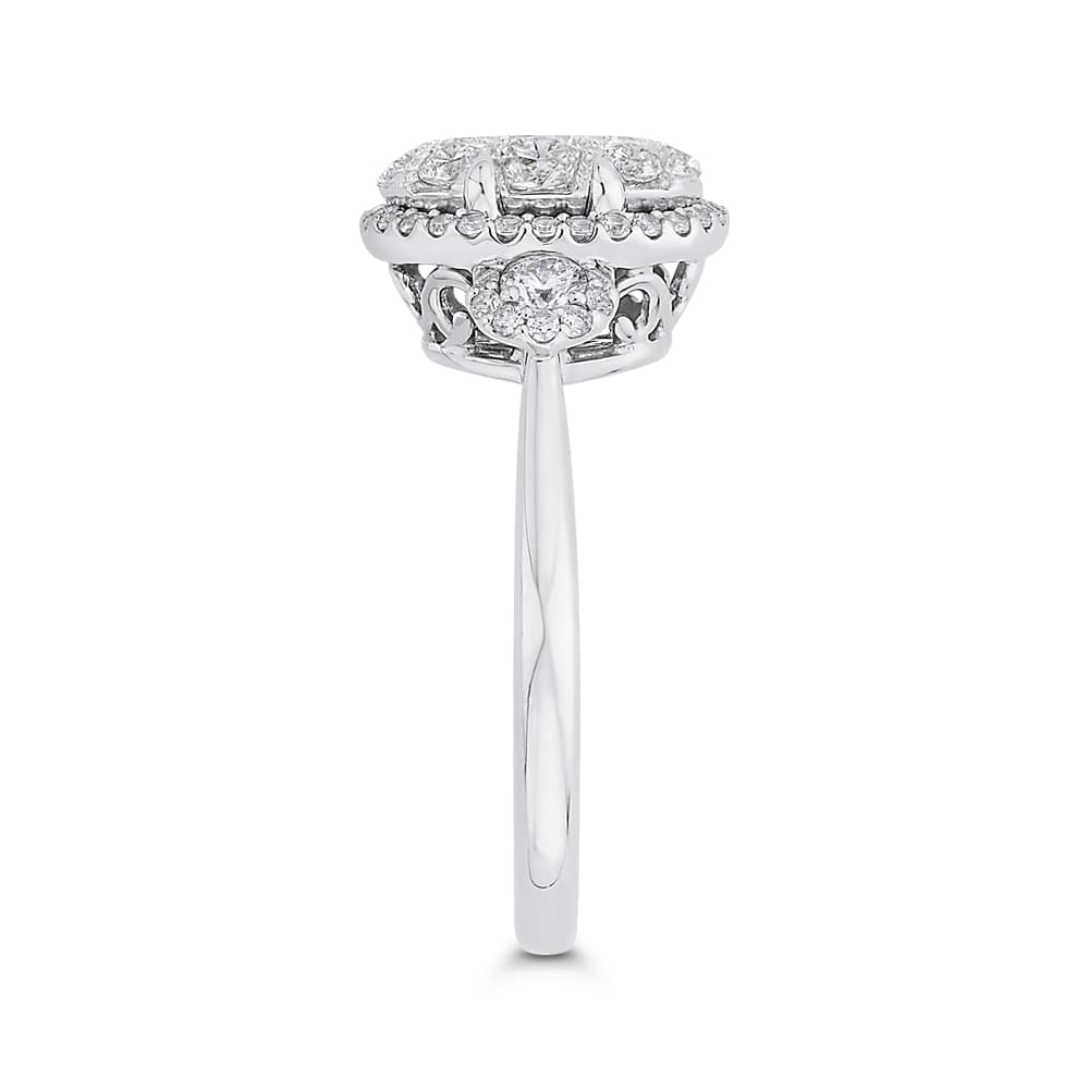 Luminous White Gold Oval Halo Engagement Ring - Image 3