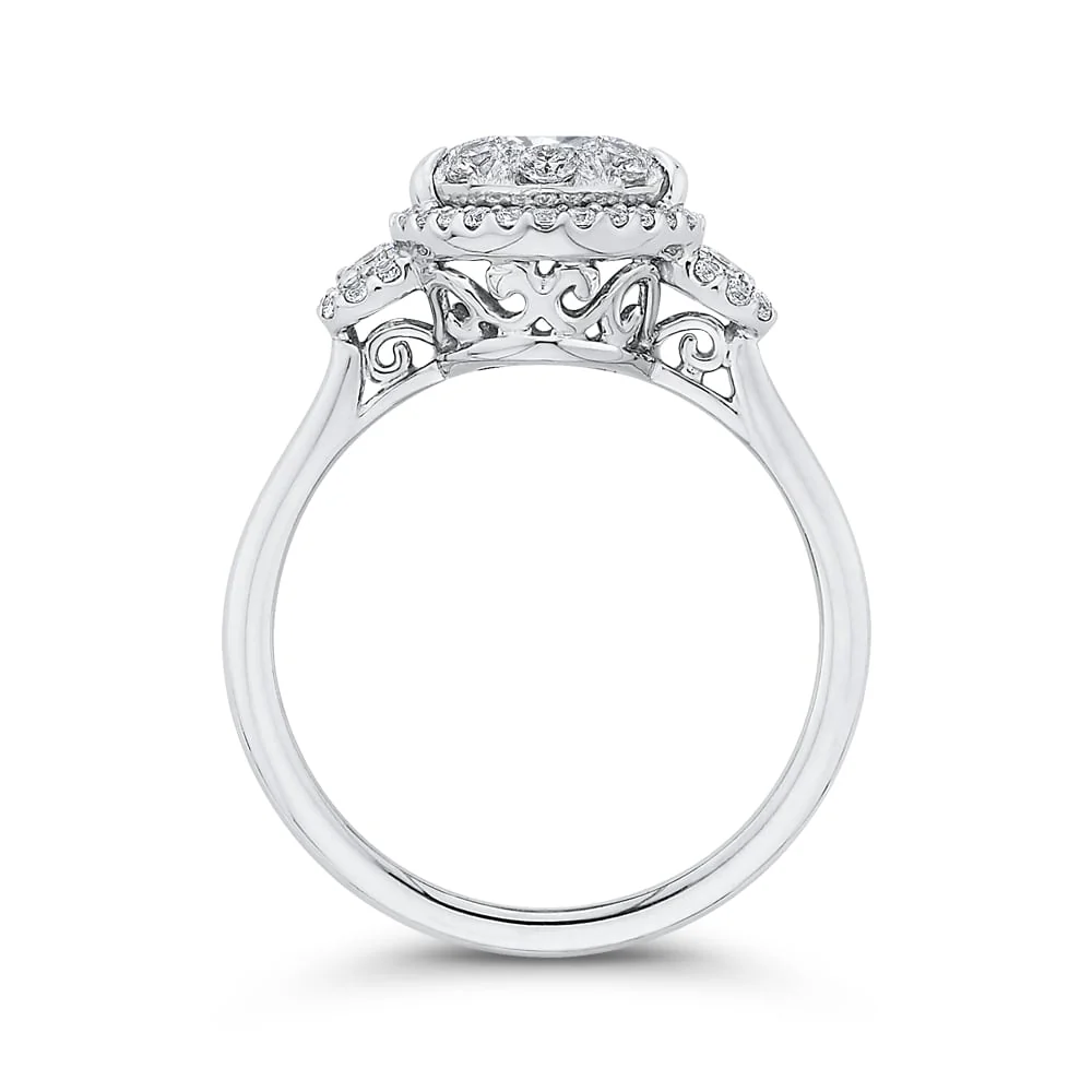 Luminous White Gold Oval Halo Engagement Ring - Image 4