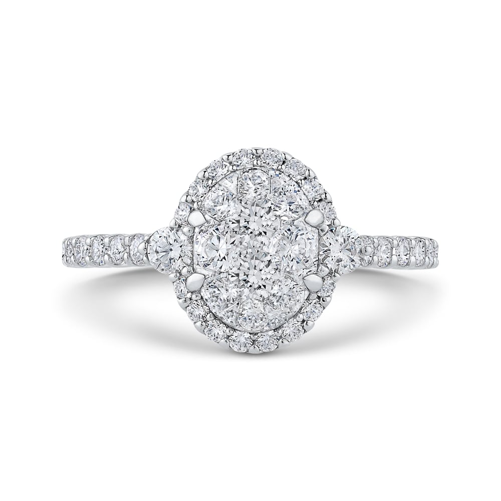 Luminous White Gold Oval Halo Engagement Ring