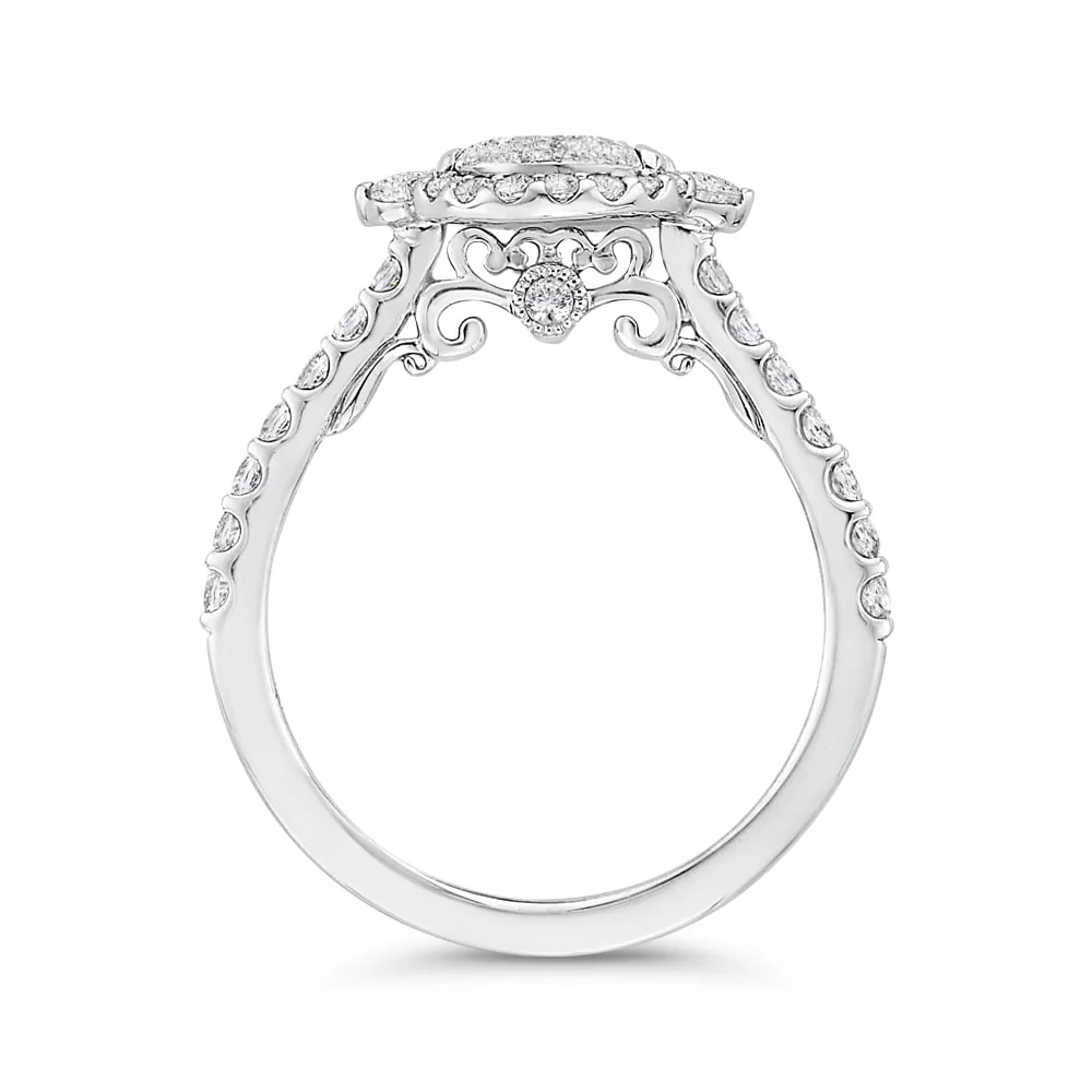 Luminous White Gold Oval Halo Engagement Ring - Image 4
