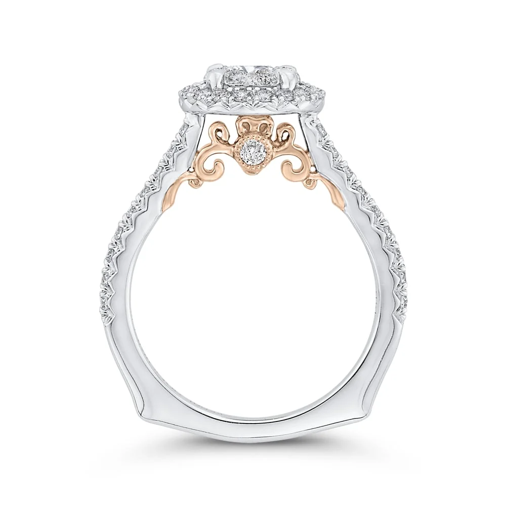Luminous White Gold Round Halo Engagement Ring - Image 4