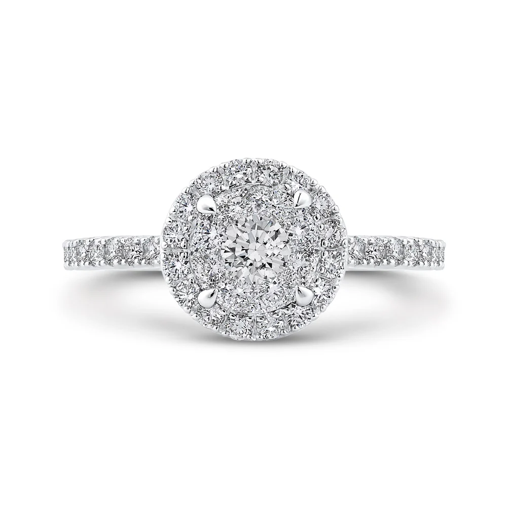 Luminous White Gold Round Halo Engagement Ring