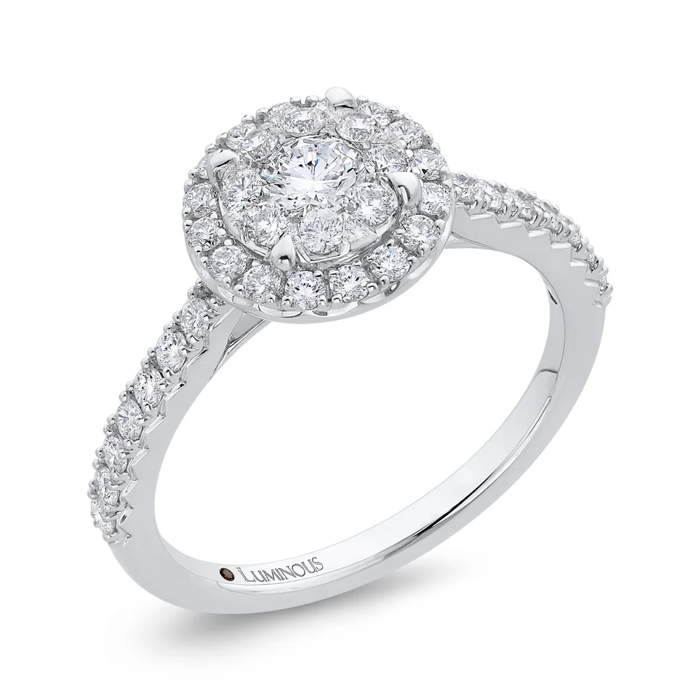 Luminous White Gold Round Halo Engagement Ring - Image 2