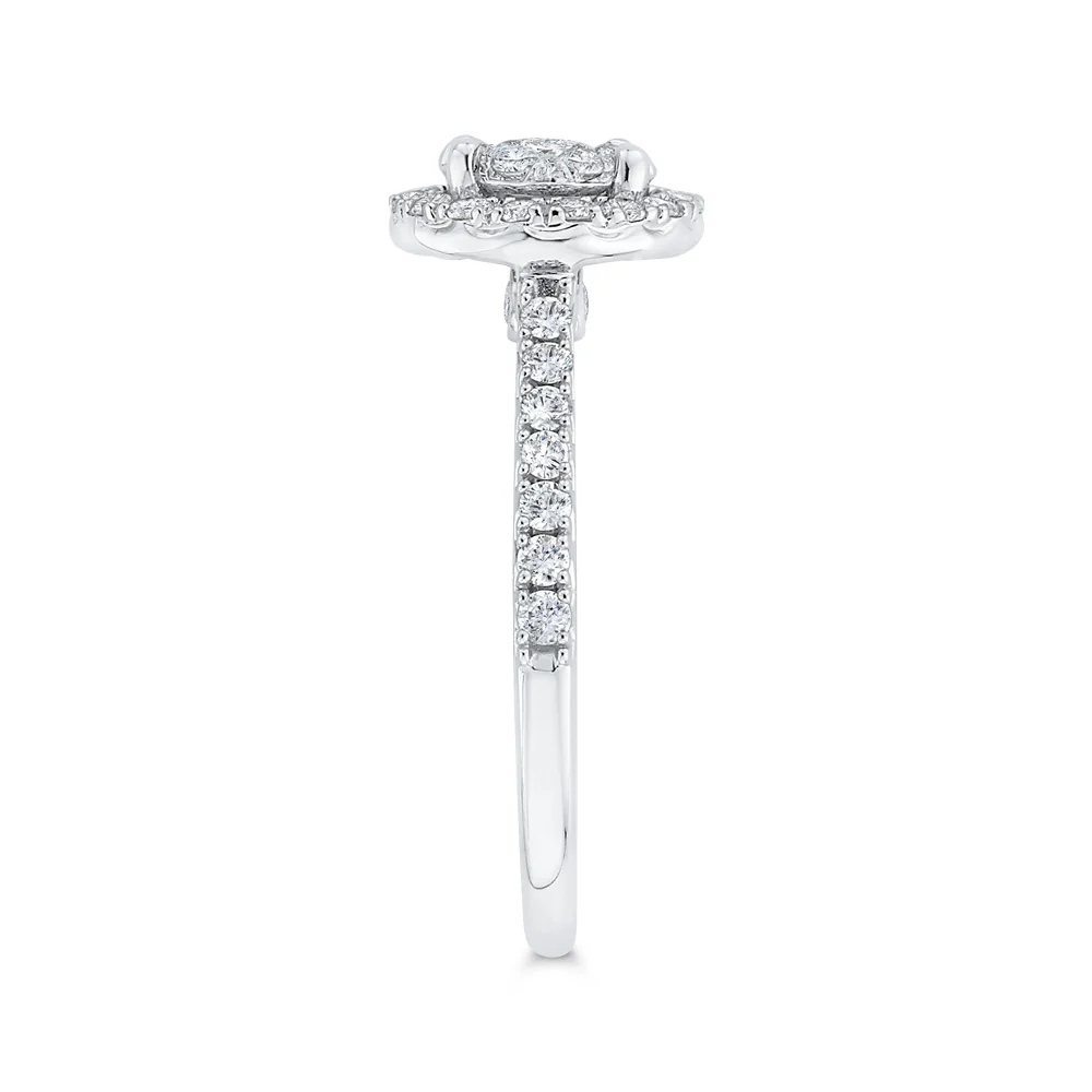 Luminous White Gold Round Halo Engagement Ring - Image 3