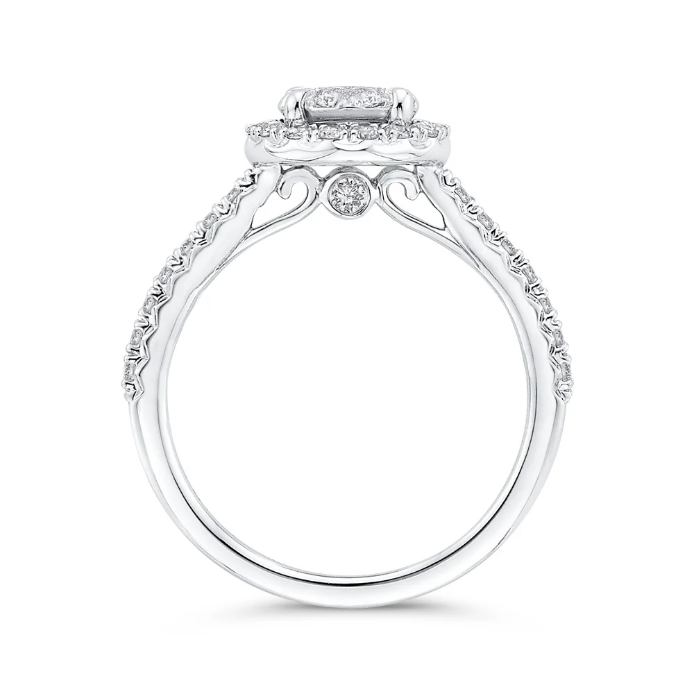Luminous White Gold Round Halo Engagement Ring - Image 4