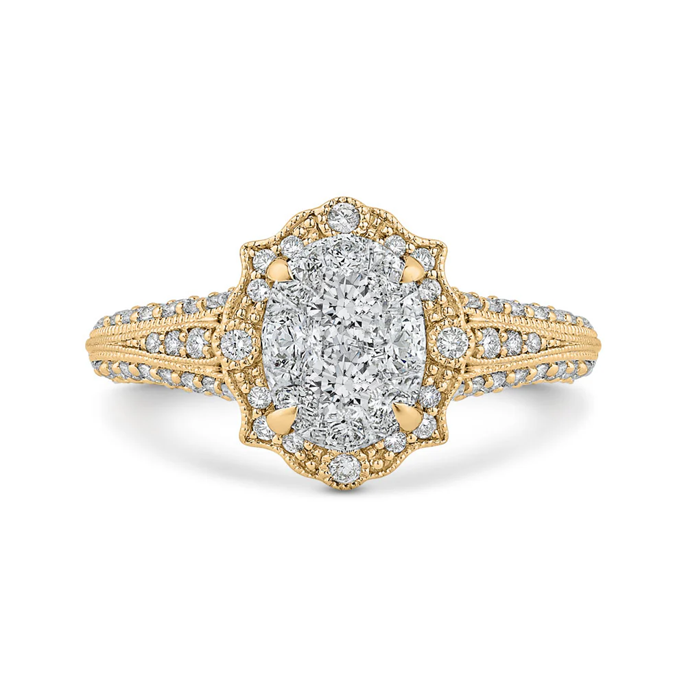 Luminous Yellow Gold Fancy Oval Halo Engagement Ring