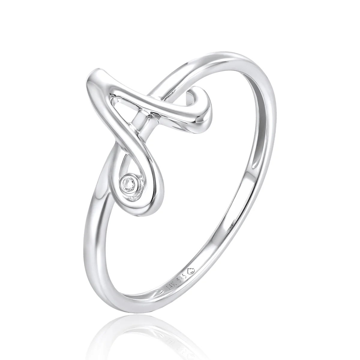 Luvente 14 Karat White Gold Initial A Diamond Ring