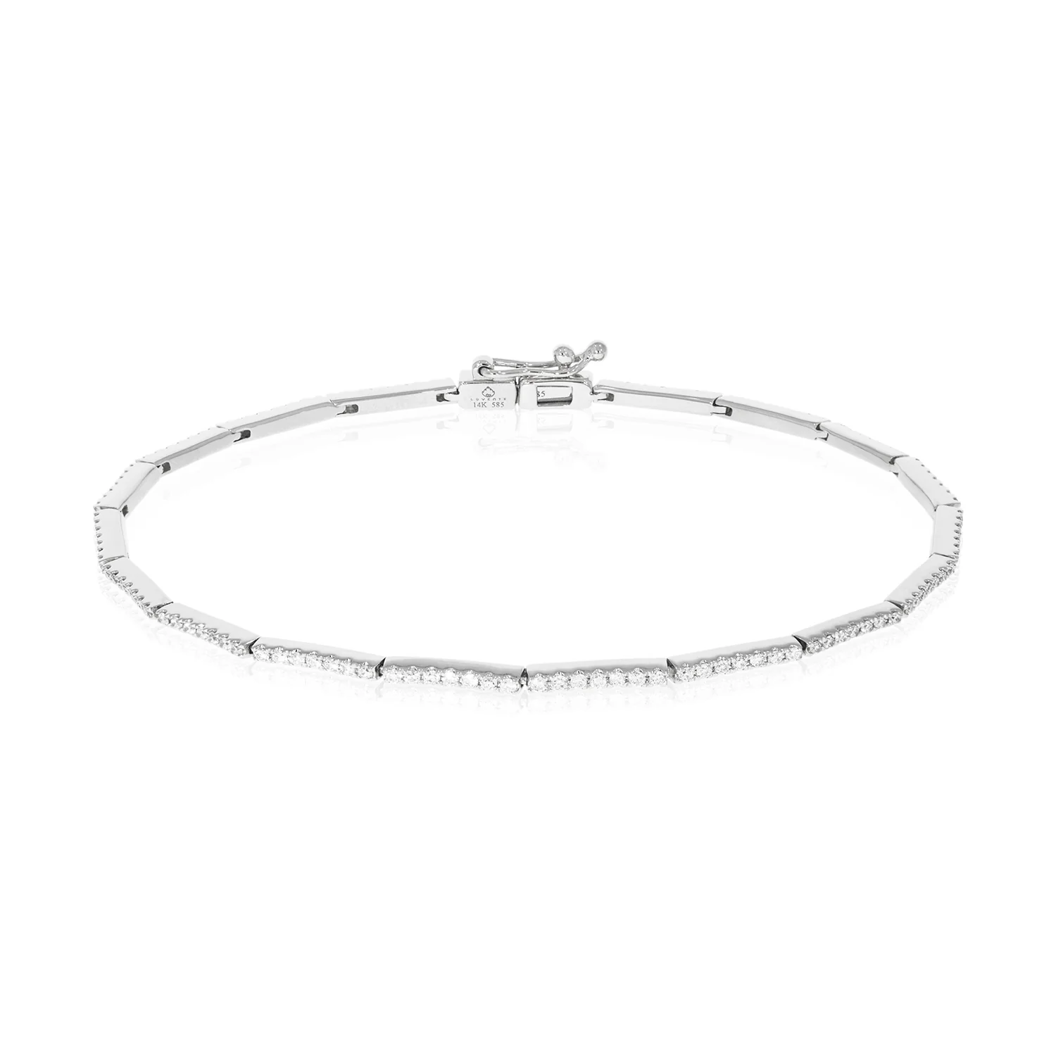 Luvente 14 Karat White Gold Sleek Line Diamond Bracelet