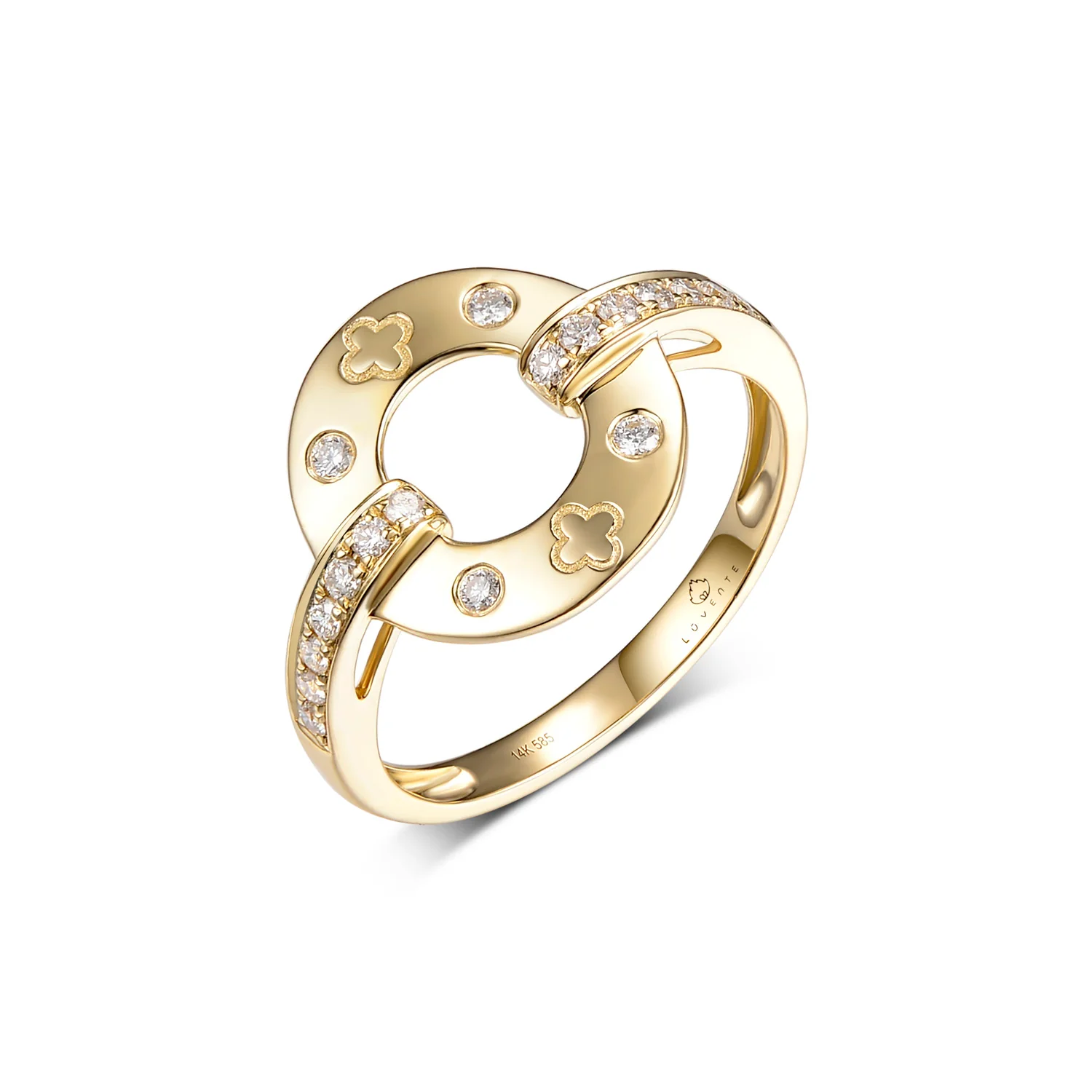 Luvente 14 Karat Yellow Gold Open Circle Diamond Ring