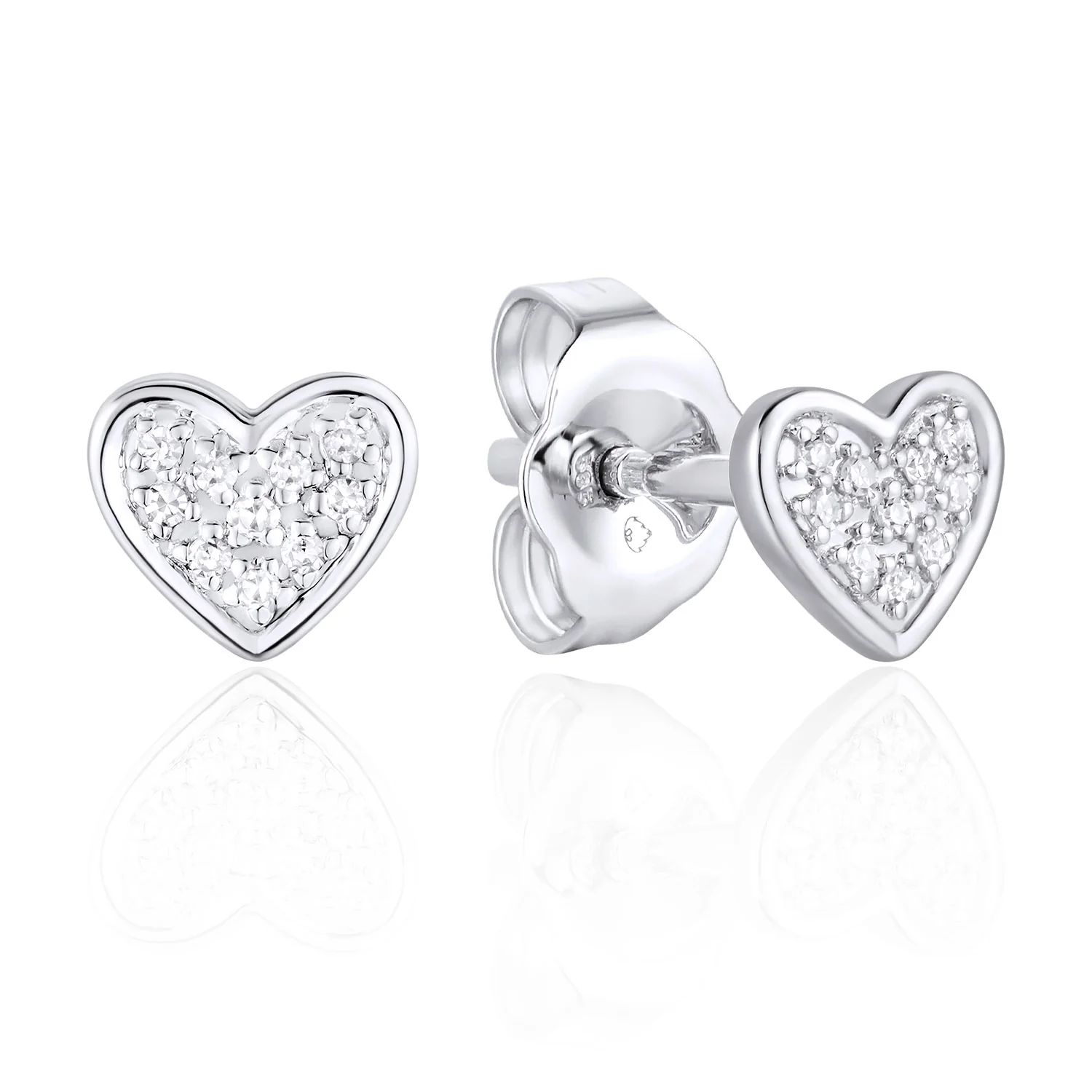 Luvente White Gold Diamond Heart Studs