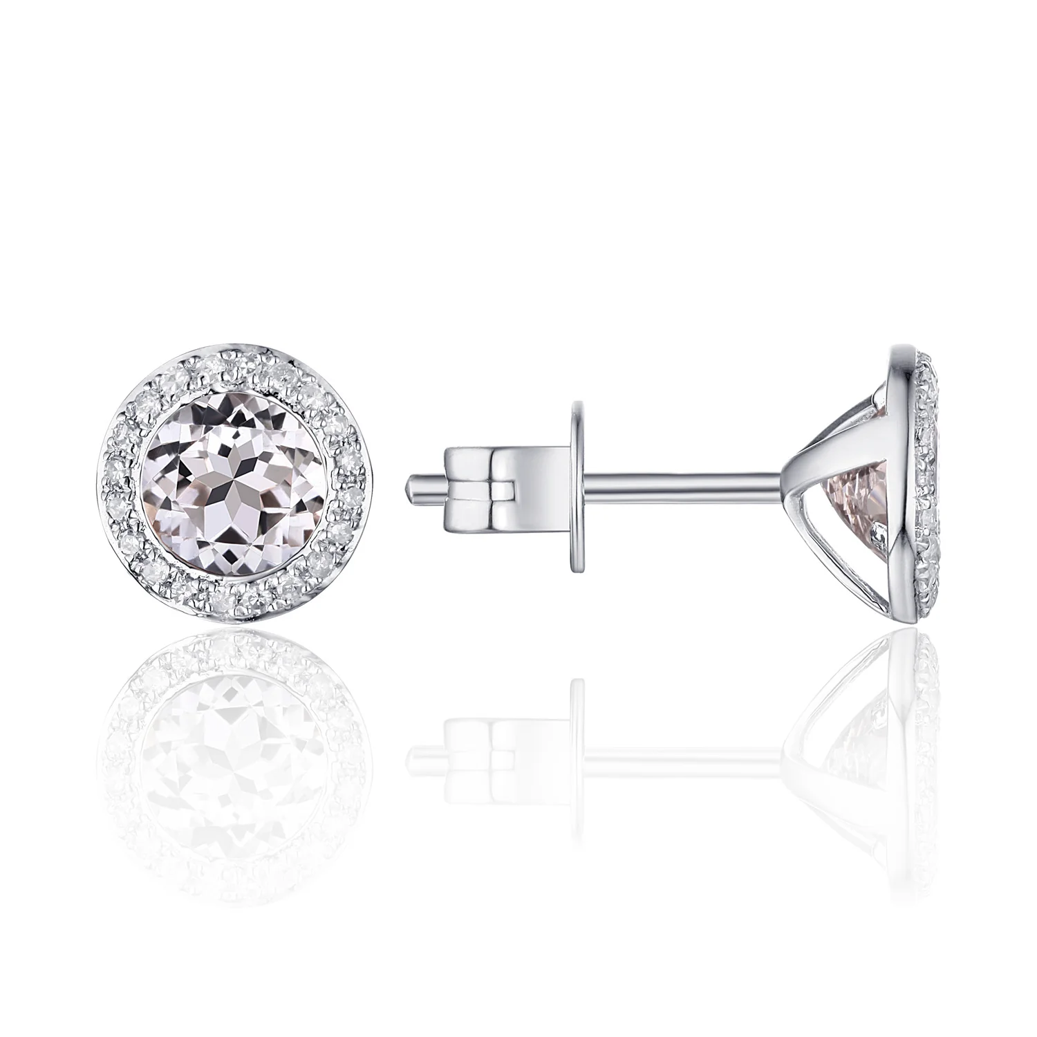 Luvente White Gold White Topaz & Diamond Halo Earrings