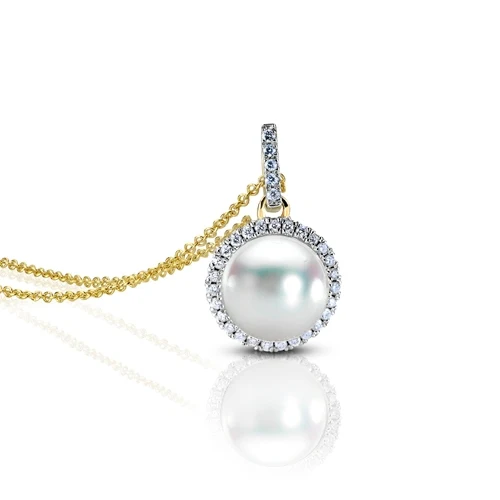 Pearl and Diamond Halo Pendant - Image 2