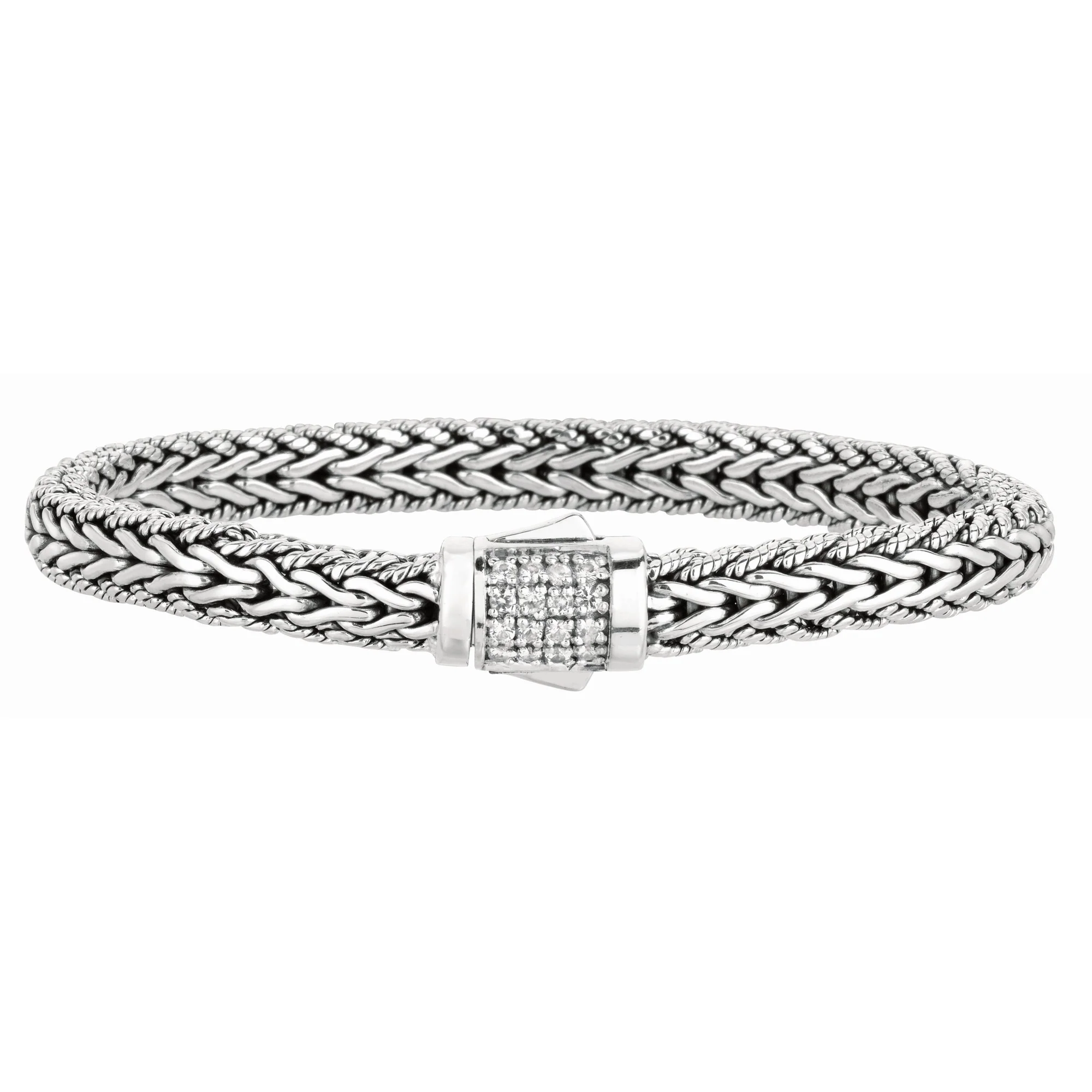 Phillip Gavriel Silver Signature Woven Sapphire Lock Bracelet