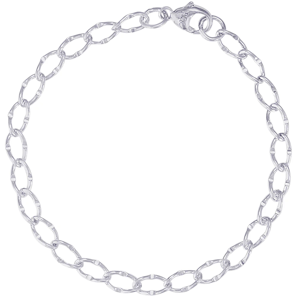 Rembrandt Silver Dapped Curb Charm Bracelet