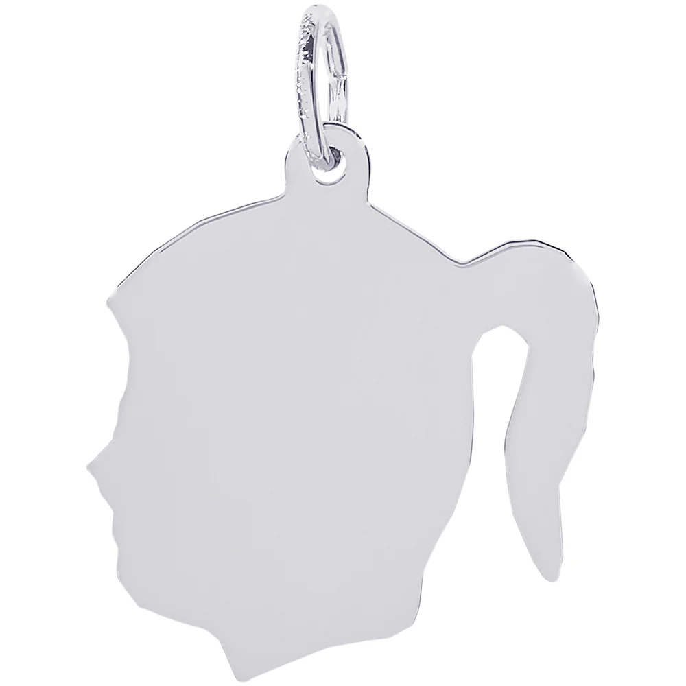 Rembrandt Sterling Silver Flat Girl's Head Charm