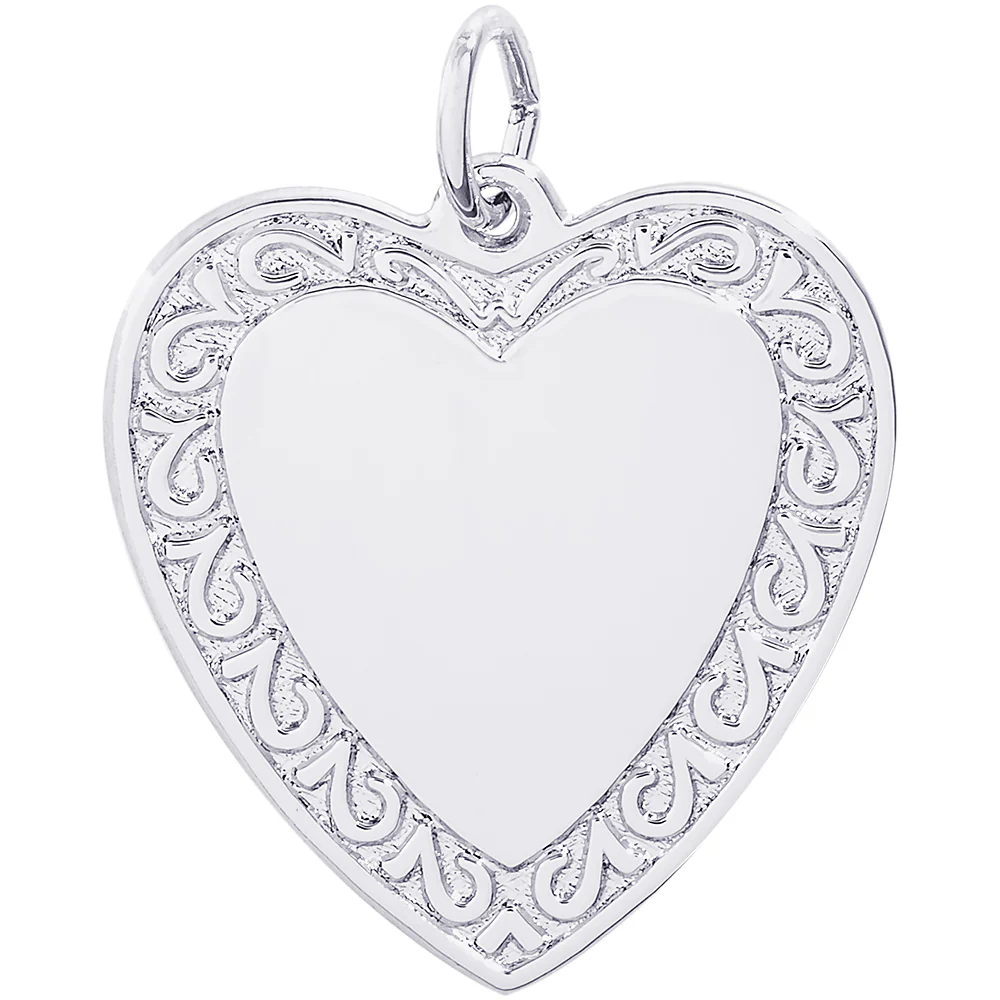 Rembrandt Sterling Silver Scrolled Classic Heart Charm
