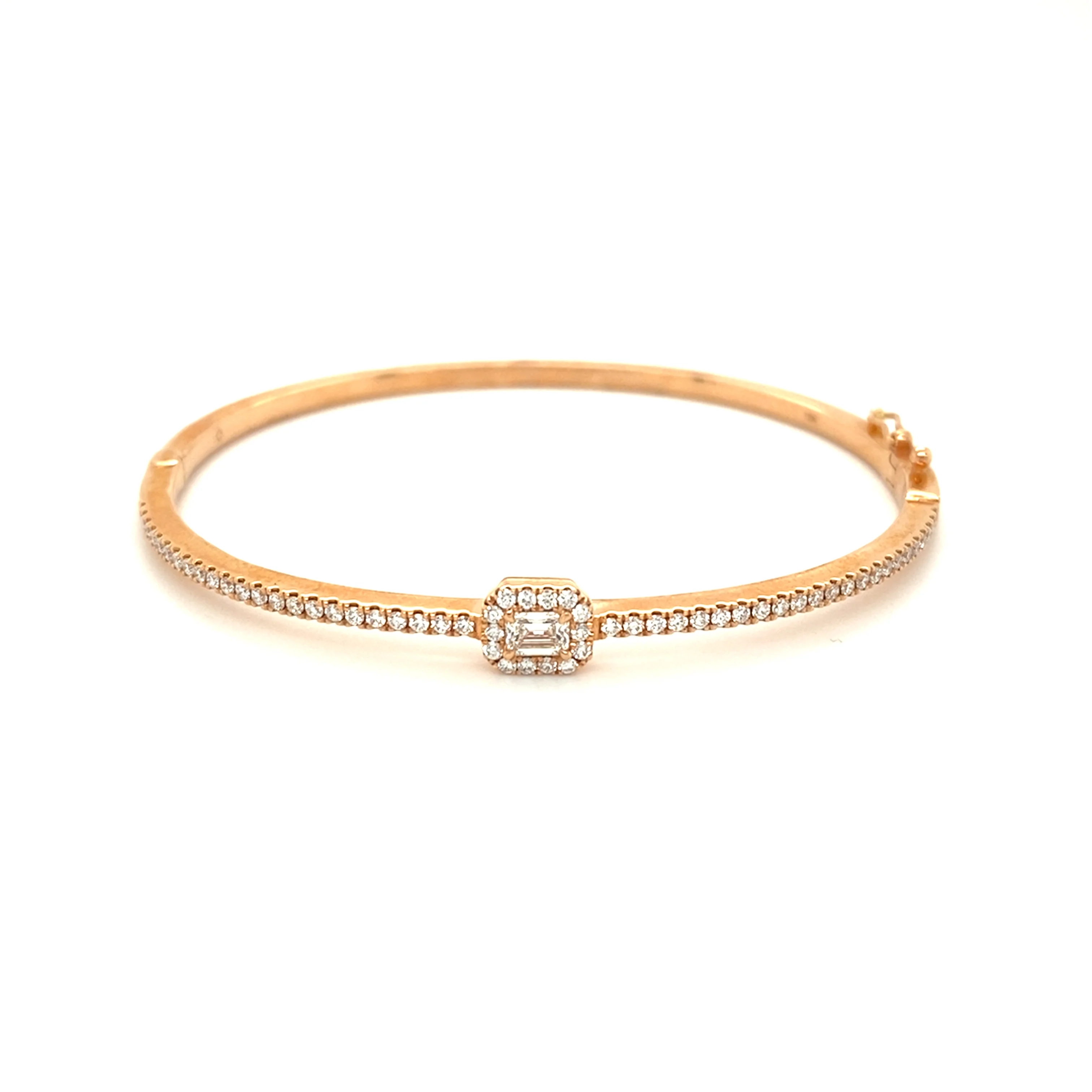 Rose Gold Forevermark Diamond Halo Bangle Bracelet