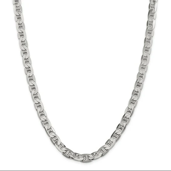 Sterling Silver 7MM Flat Anchor Chain 28 Inch