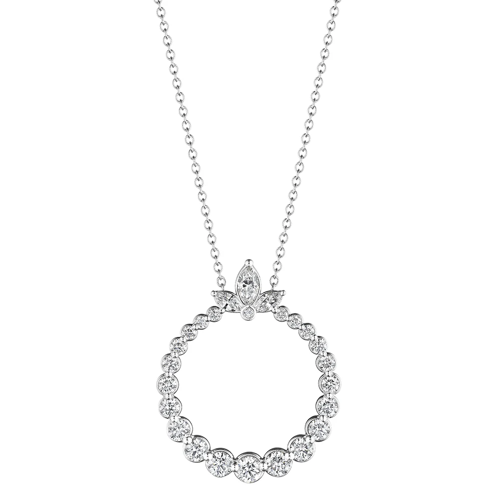 Verragio 18 Karat White Gold Graduated Diamond Circle Pendant - Image 2