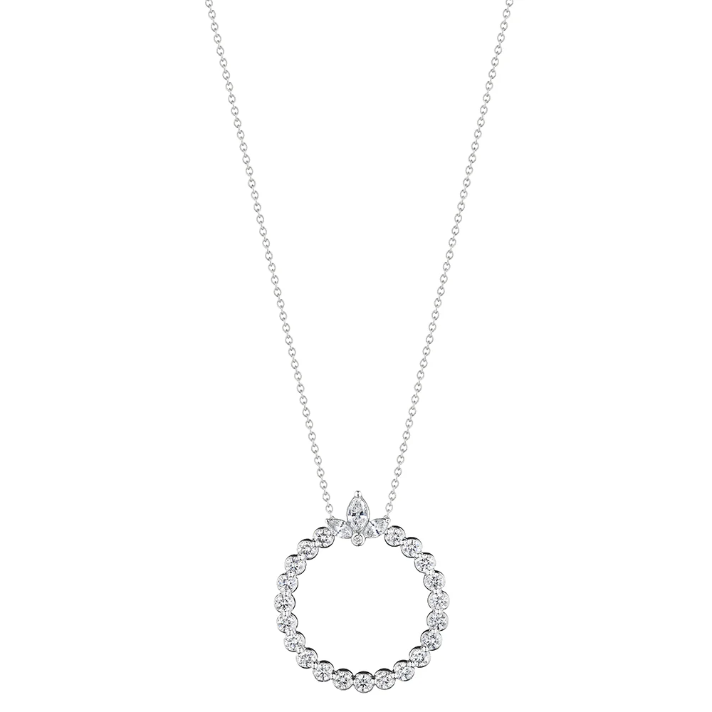 Verragio 18 Karat White Gold Graduated Diamond Circle Pendant - Image 3