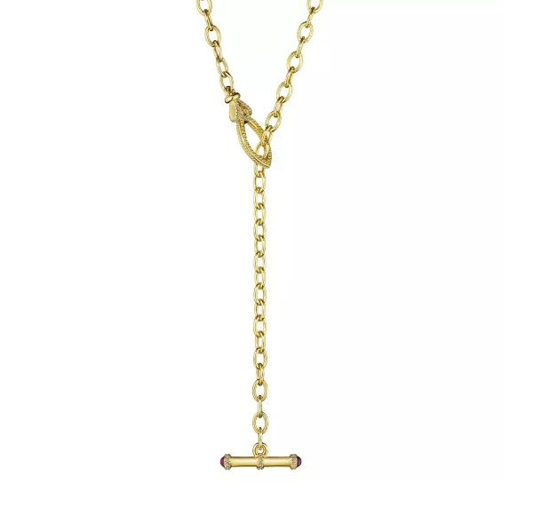 Verragio 18 Karat Yellow Gold Beaded Toggle Diamond Necklace