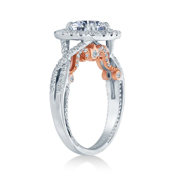 Verragio Insignia Collection White & Rose Gold Cushion Halo Engagement Ring - Image 2