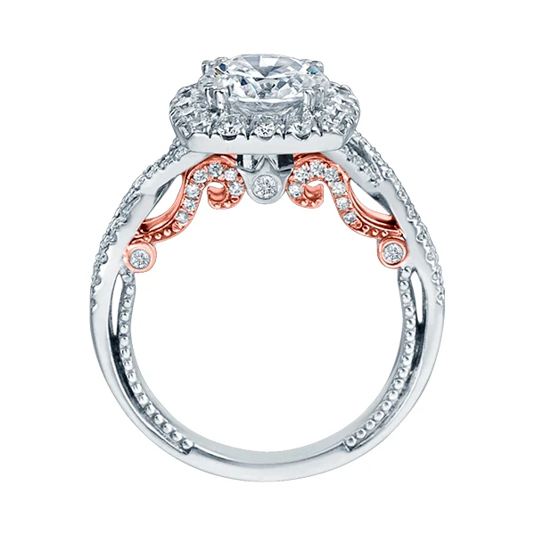 Verragio Insignia Collection White & Rose Gold Cushion Halo Engagement Ring - Image 3