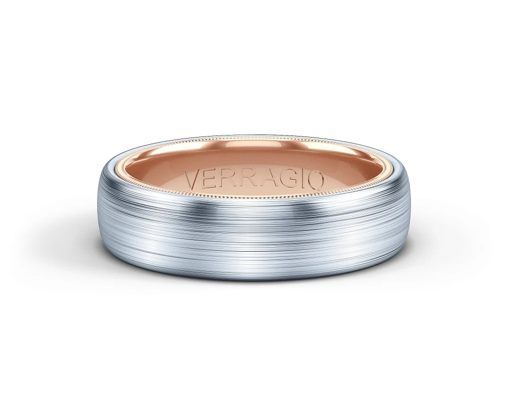 Verragio Men's White and Rose Gold Band