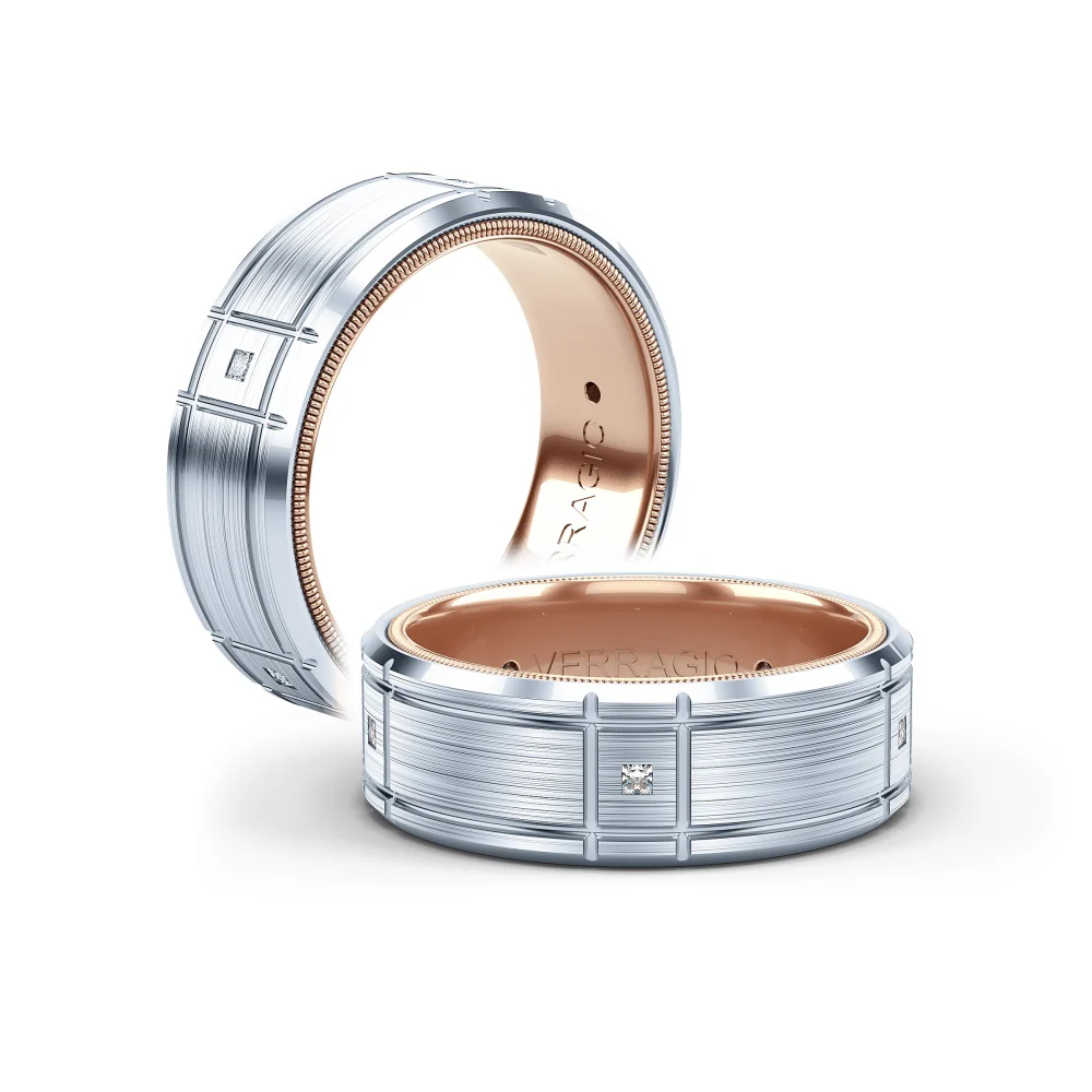 Verragio Men's White and Rose Gold Band - Image 2