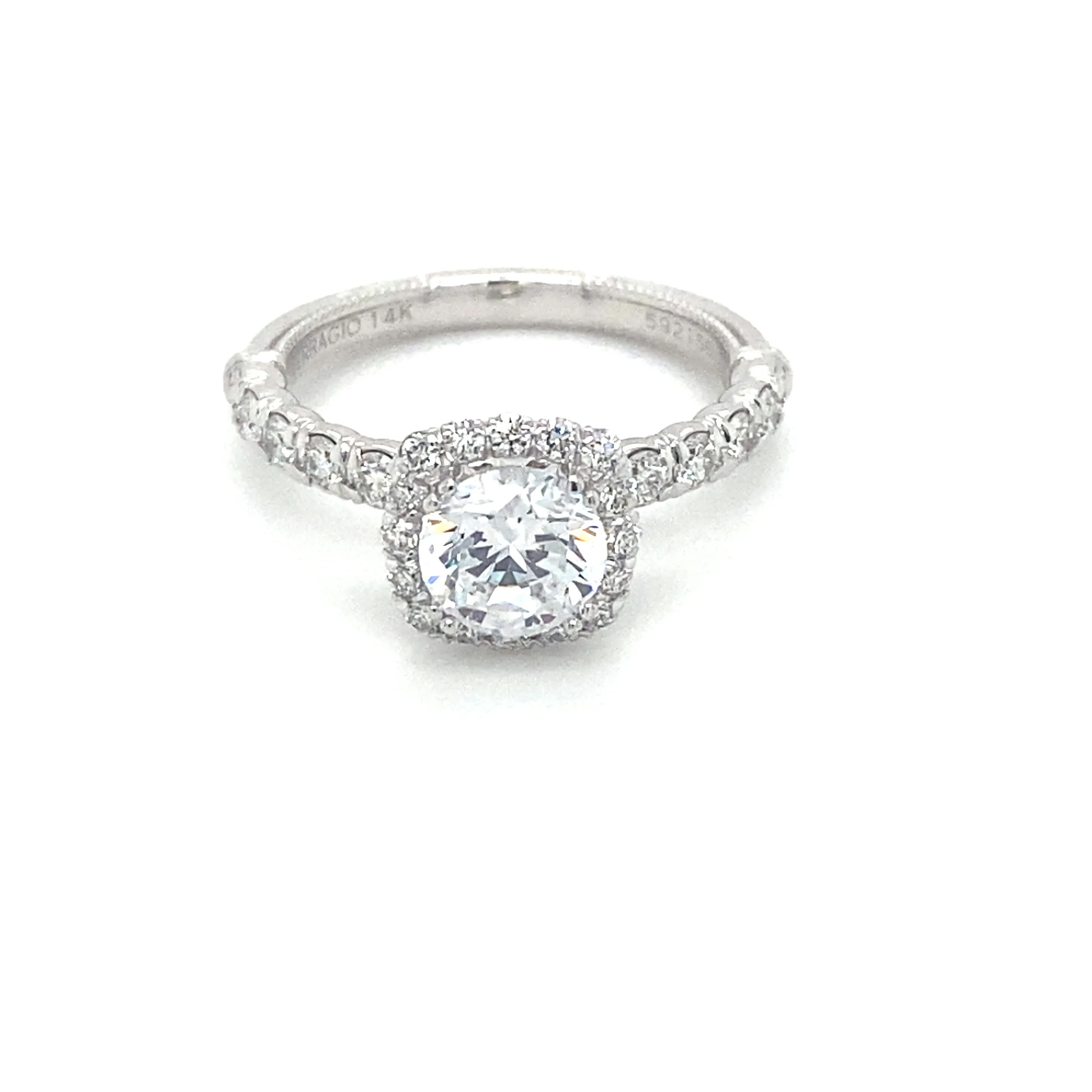 Verragio Renaissance Collection White Gold Cushion Halo Semi-Mount Engagement Ring - Image 2