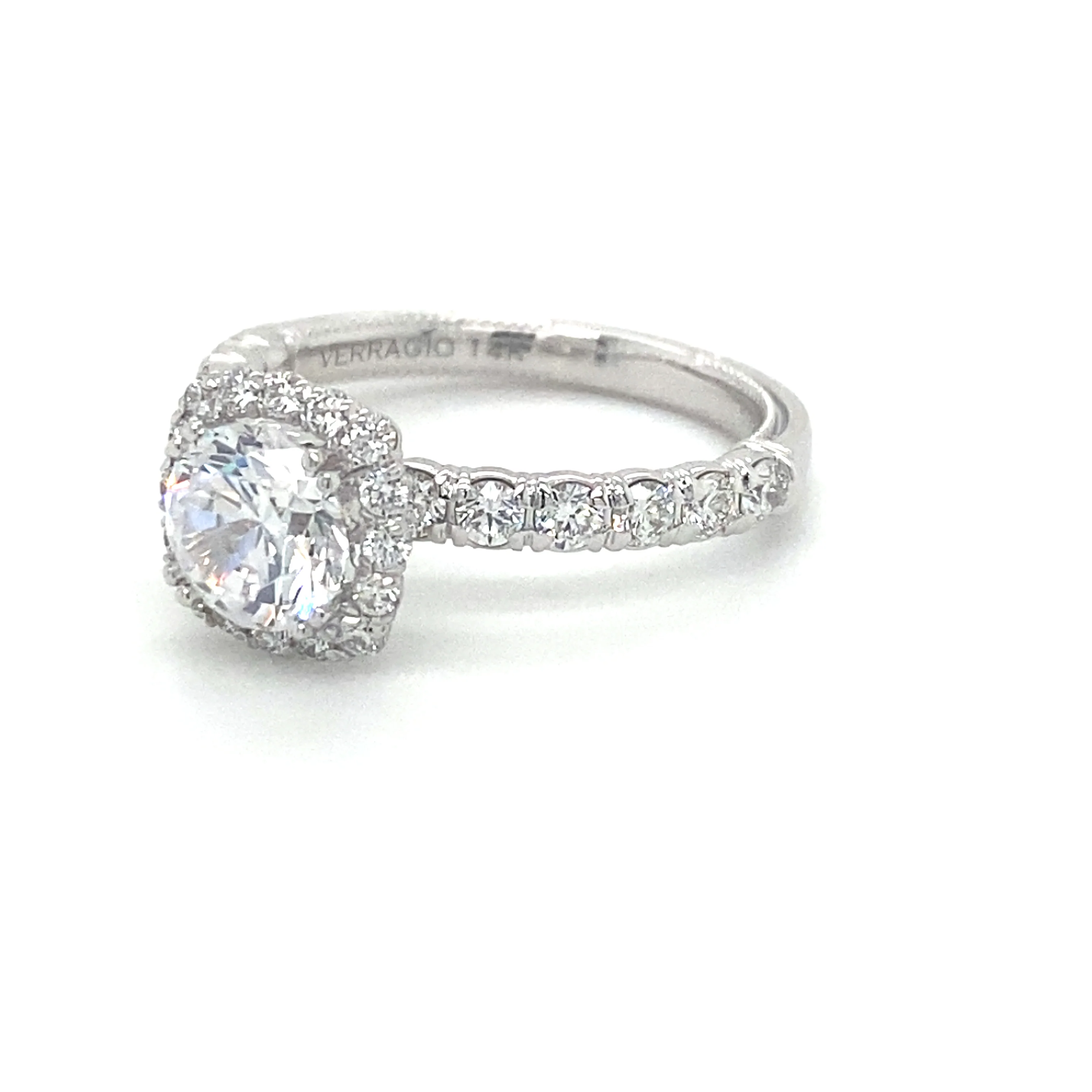 Verragio Renaissance Collection White Gold Cushion Halo Semi-Mount Engagement Ring - Image 3