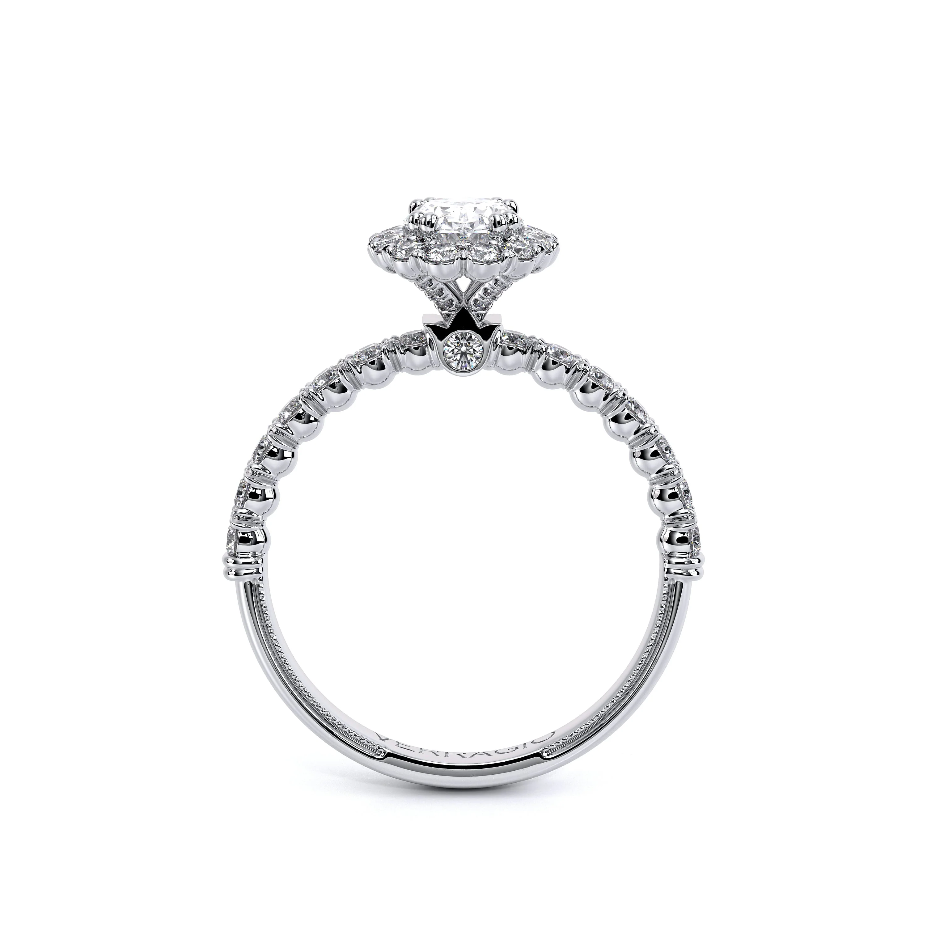 Verragio Renaissance Collection White Gold Oval Halo Semi-Mount Engagement Ring - Image 2