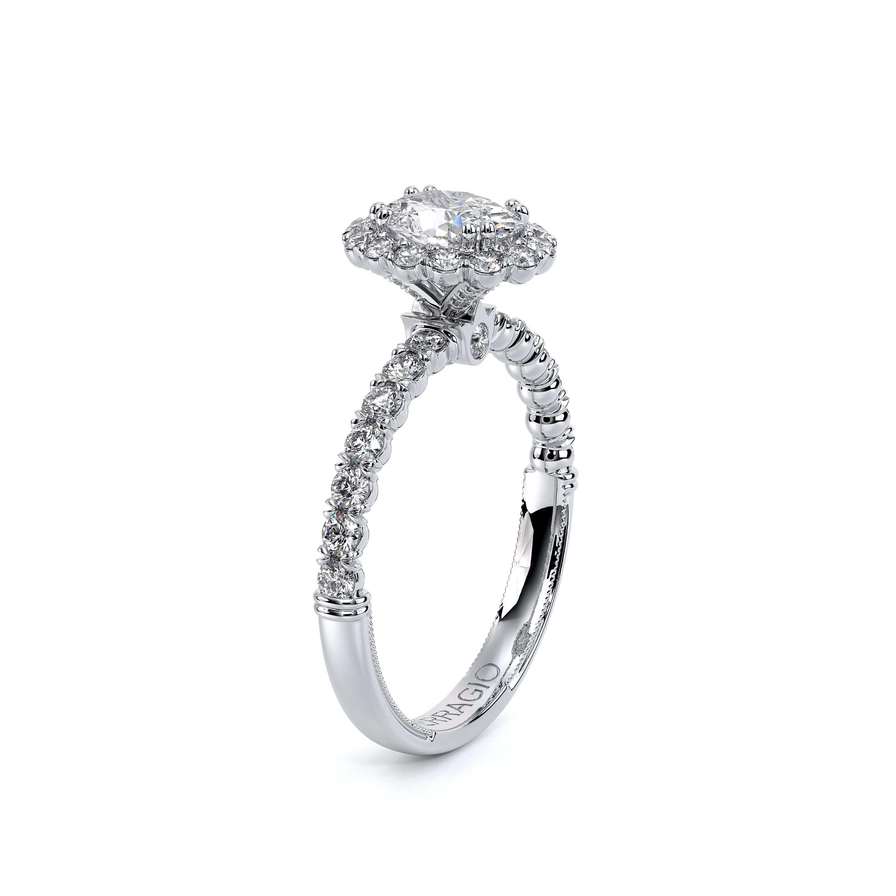 Verragio Renaissance Collection White Gold Oval Halo Semi-Mount Engagement Ring - Image 3