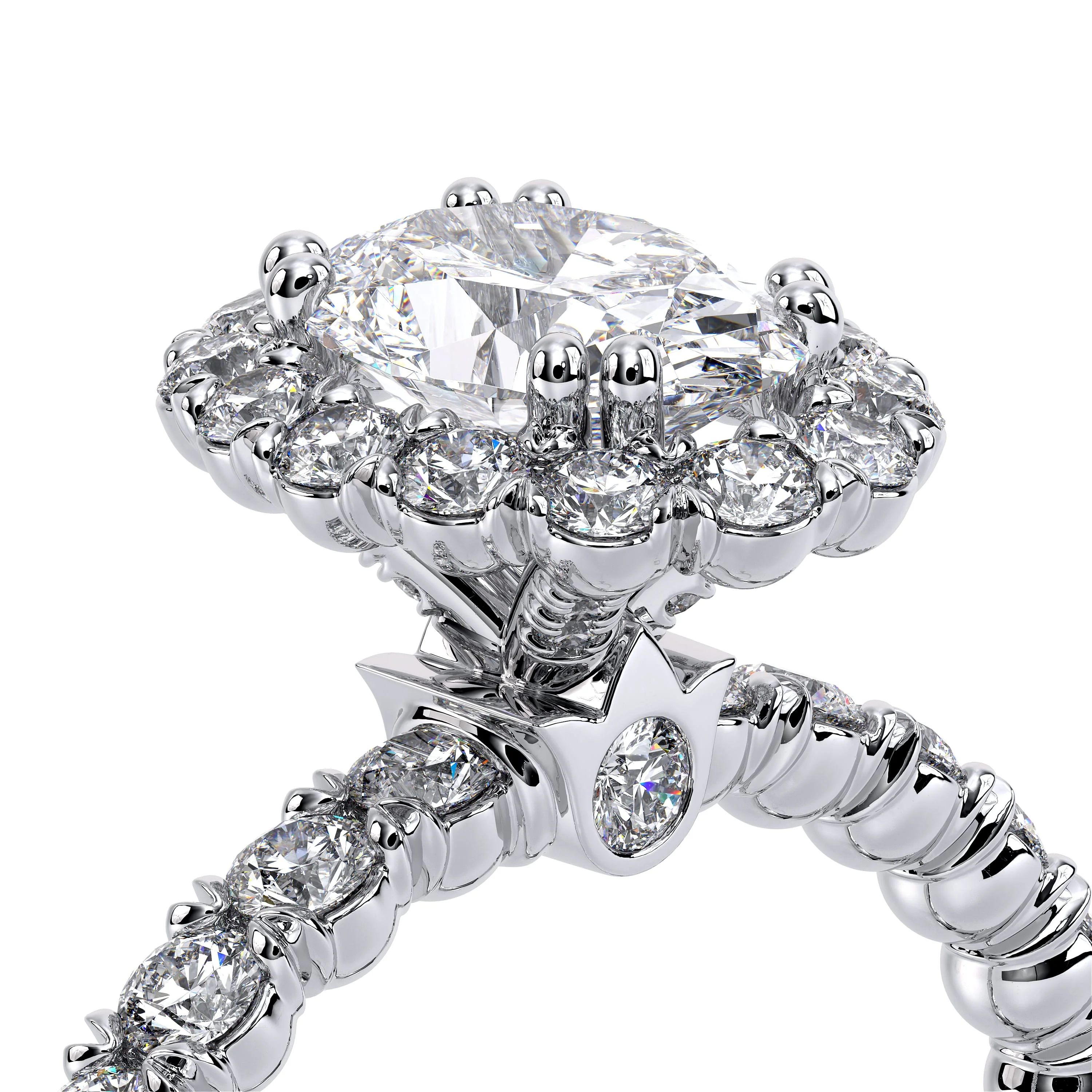 Verragio Renaissance Collection White Gold Oval Halo Semi-Mount Engagement Ring - Image 4