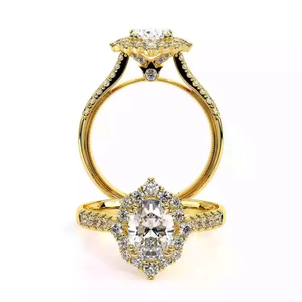 Verragio Renaissance Collection Yellow Gold Floral Halo Semi-Mount Engagement Ring