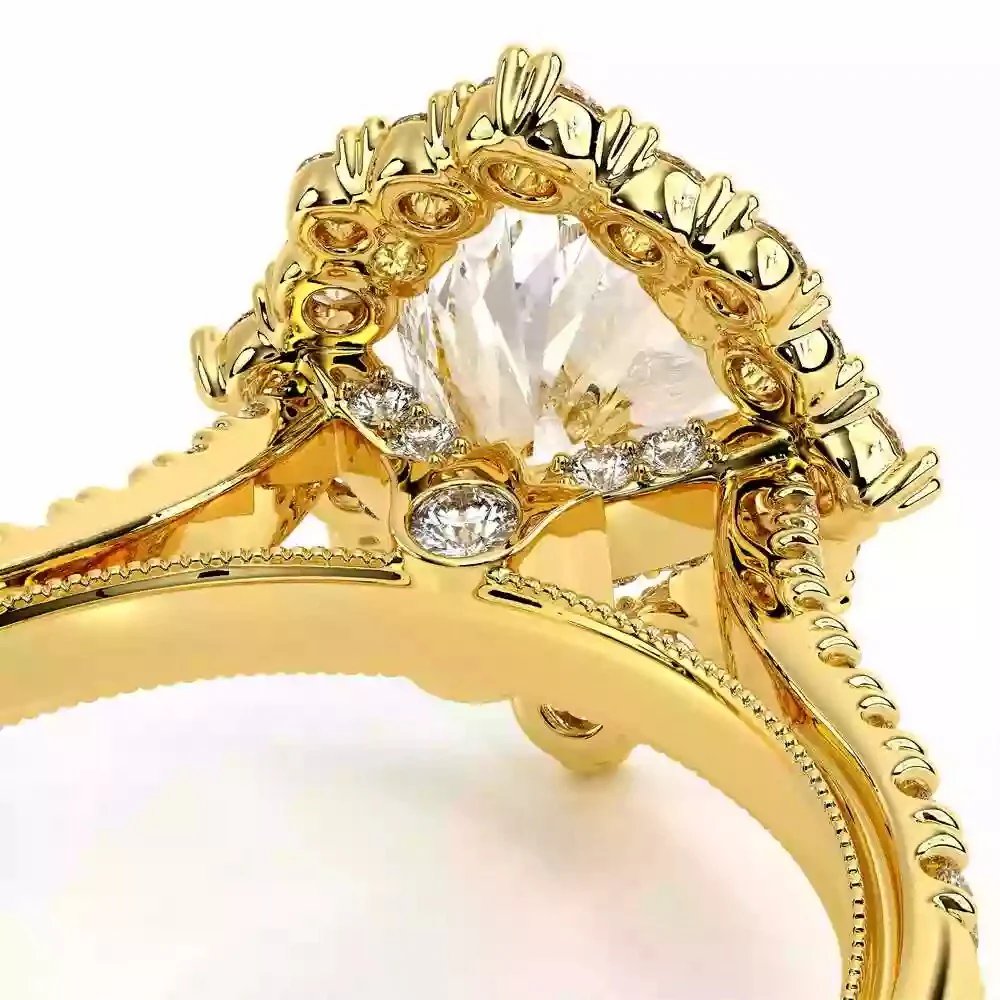 Verragio Renaissance Collection Yellow Gold Floral Halo Semi-Mount Engagement Ring - Image 2