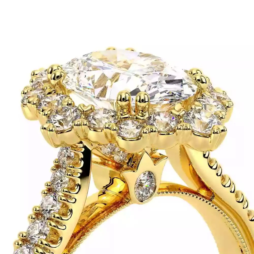Verragio Renaissance Collection Yellow Gold Floral Halo Semi-Mount Engagement Ring - Image 3