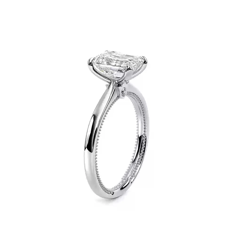 Verragio Renaissance White Gold Emerald Cut Semi-Mount Polished Engagement Ring - Image 2