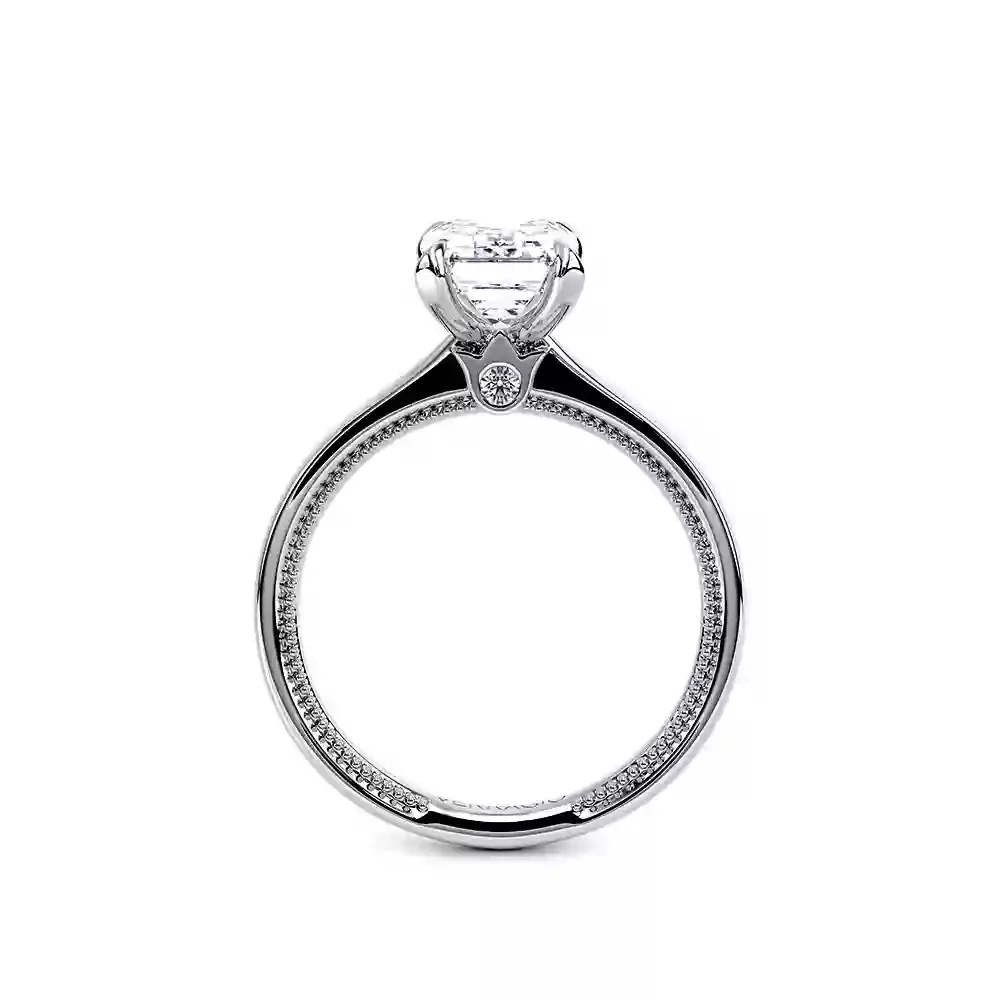 Verragio Renaissance White Gold Emerald Cut Semi-Mount Polished Engagement Ring - Image 3