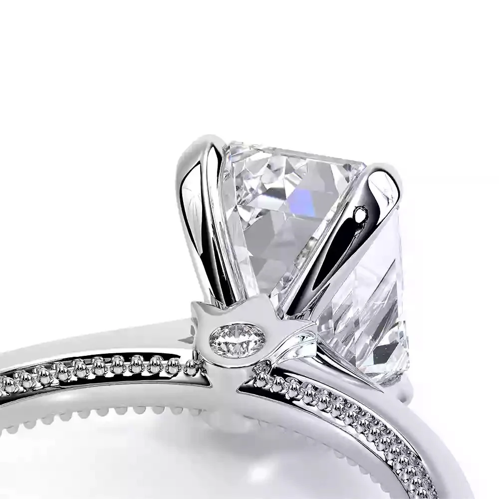 Verragio Renaissance White Gold Emerald Cut Semi-Mount Polished Engagement Ring - Image 4