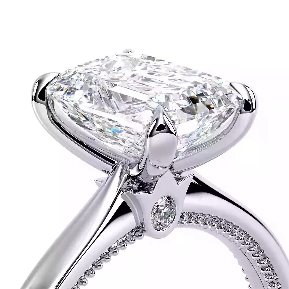 Verragio Renaissance White Gold Emerald Cut Semi-Mount Polished Engagement Ring - Image 5