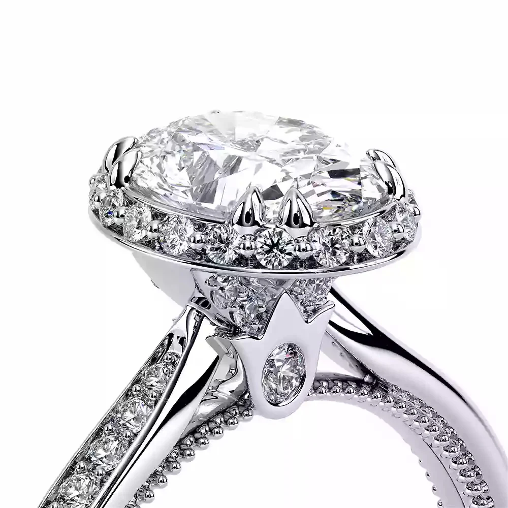 Verragio Renaissance White Gold Oval Halo Semi-Mount Engagement Ring - Image 4