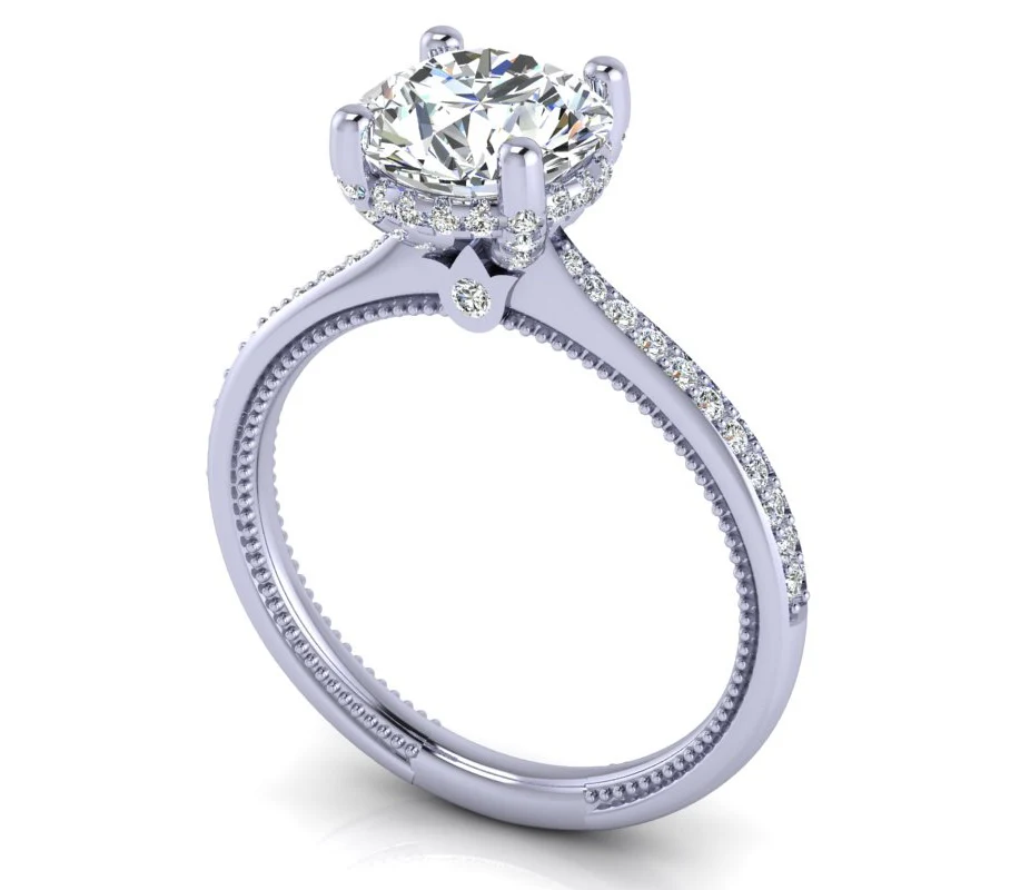 Verragio Renaissance Yellow Gold Oval Hidden Halo Semi-Mount Engagement Ring